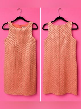 J.Crew Size 2 Pink Coral Metallic Jacquard Shift Dress NWOT